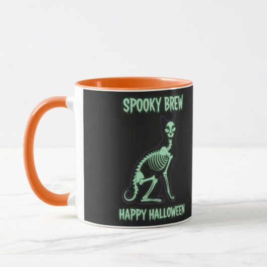 SPOOKY BREW Skeleton Cat Mug Mok (Links)