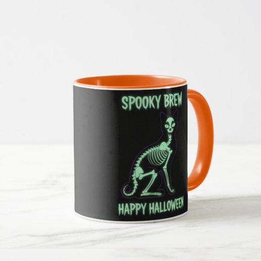 SPOOKY BREW Skeleton Cat Mug Mok (Voorkant rechts)