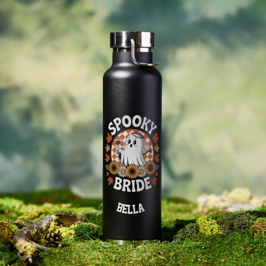 Spooky Bride Ghost Halloween gepersonaliseerd Waterfles (Buiten (Gedraaid)  )