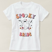 Spooky Bride, Halloween Wifey, Retro Floral Ghost. T-shirt (Design voorkant)