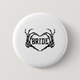 Spooky Bride Skeleton Hands Verloving Wedding Hal Ronde Button 5,7 Cm