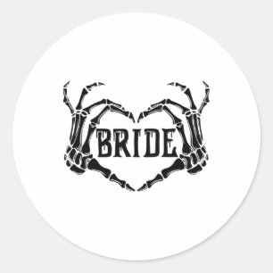 Spooky Bride Skeleton Hands Verloving Wedding Hal Ronde Sticker