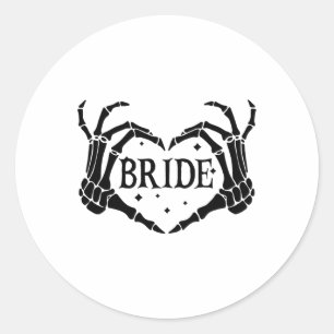 Spooky Bride Skeleton Hands Verloving Wedding Hal Ronde Sticker