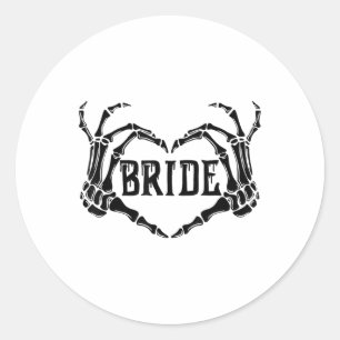 Spooky Bride Skeleton Hands Verloving Wedding Hal Ronde Sticker