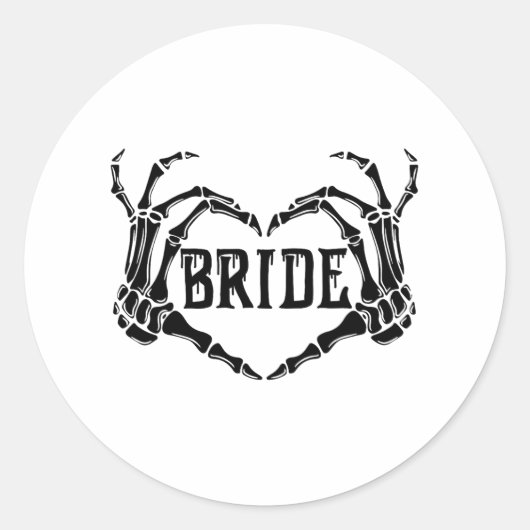 Spooky Bride Skeleton Hands Verloving Wedding Hal Ronde Sticker (Voorkant)