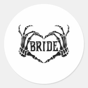 Spooky Bride Skeleton Hands Verloving Wedding Hal Ronde Sticker