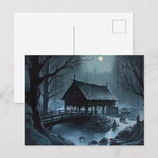 Spooky Bridge op Halloween Briefkaart (Voorkant / Achterkant)