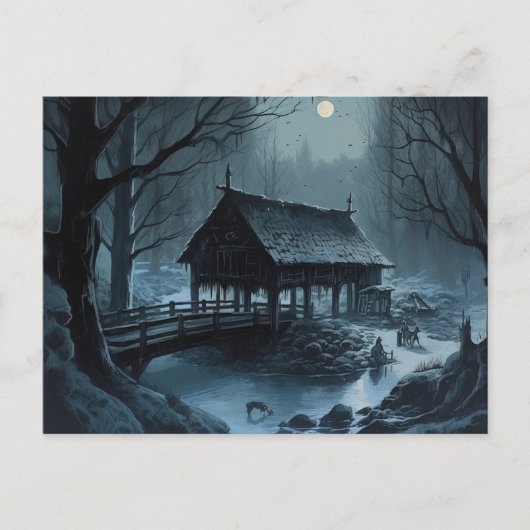 Spooky Bridge op Halloween Briefkaart (Voorkant)