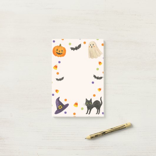 Spooky briefpapier, spook en pompoen post-it® notes (Op bureau)