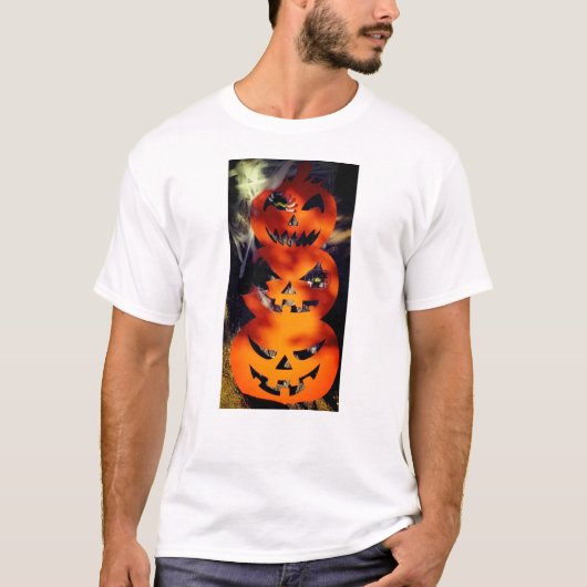 Spooky Bright Stacked Jack-O-Lantern T-shirt (Voorkant)