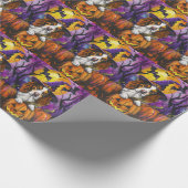 Spooky Brittany Spaniel Halloween Witch Pumpkin Cadeaupapier (Hoek)
