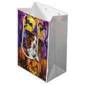 Spooky Brittany Spaniel Halloween Witch Pumpkin Medium Cadeauzakje (Voorkant Gekanteld)