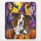 Spooky Brittany Spaniel Halloween Witch Pumpkin Muismat (Voorkant)