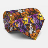 Spooky Brittany Spaniel Halloween Witch Pumpkin Stropdas (Opgerold)