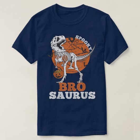 Spooky Bro Saurus Dinosaur Skeleton T rex Pumpkin T-shirt (Design voorkant)