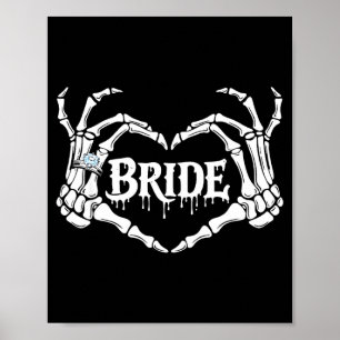 Spooky Bruid Skelet Handen Halloween Verloving Poster