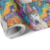 Spooky Bull Terrier Halloween heks en pompoen Cadeaupapier (Rol Hoek)