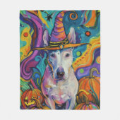 Spooky Bull Terrier Halloween heks en pompoen Fleece Deken (Voorkant)