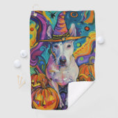 Spooky Bull Terrier Halloween heks en pompoen Golfhanddoek (Insitu)