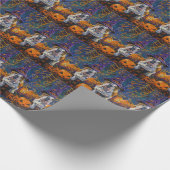 Spooky Bulldog Halloween heks en pompoen Cadeaupapier (Hoek)