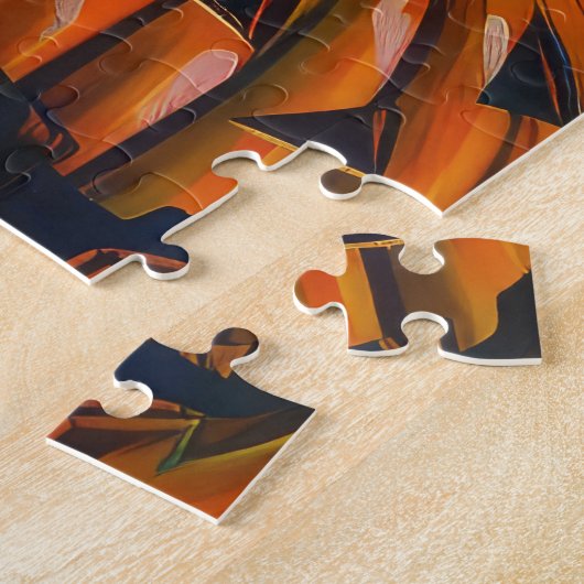 Spooky Bulldog Halloween heks en pompoen Legpuzzel (Zijkant)