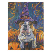 Spooky Bulldog Halloween heks en pompoen Tafelkleed (Voorkant)