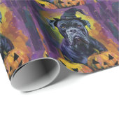 Spooky Bullmastiff Hond Halloween Heks en Pompoen Cadeaupapier (Rol Hoek)