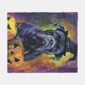 Spooky Bullmastiff Hond Halloween Heks en Pompoen Fleece Deken (Voorkant (Horizontaal))