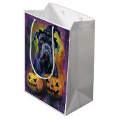 Spooky Bullmastiff Hond Halloween Heks en Pompoen Medium Cadeauzakje (Achterkant Gekanteld)