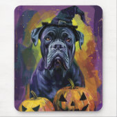 Spooky Bullmastiff Hond Halloween Heks en Pompoen Muismat (Voorkant)
