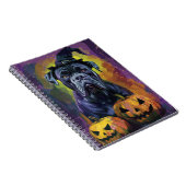 Spooky Bullmastiff Hond Halloween Heks en Pompoen Notitieboek (Rechterzijde)