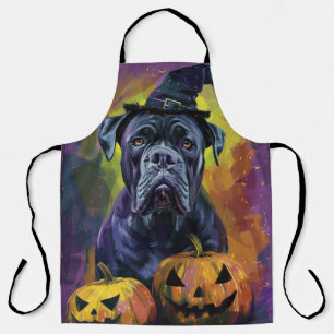 Spooky Bullmastiff Hond Halloween Heks en Pompoen Schort