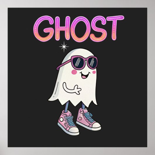 Spooky But Cool Ghost Poster – Fun Halloween (Voorkant)
