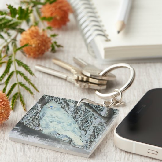 Spooky Buzzard op Tak Sleutelhanger (Voorkant Rechts)