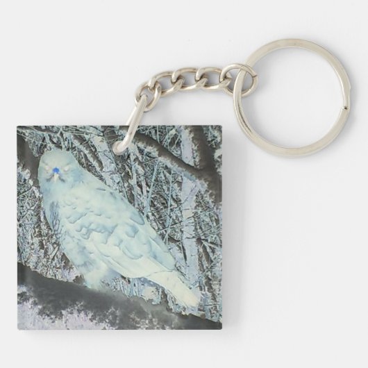 Spooky Buzzard op Tak Sleutelhanger (Achterkant)