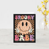 Spooky Bybe Groovy Halloween Leopard Smile Face Ch Kaart (Gele Bloem)