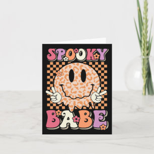 Spooky Bybe Groovy Halloween Leopard Smile Face Ch Kaart