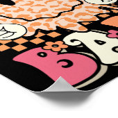 Spooky Bybe Groovy Halloween Leopard Smile Face Ch Poster (Hoek)