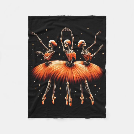 Spooky Byllerina Skeleton Dance Funny beroemd gema Fleece Deken (Voorkant)
