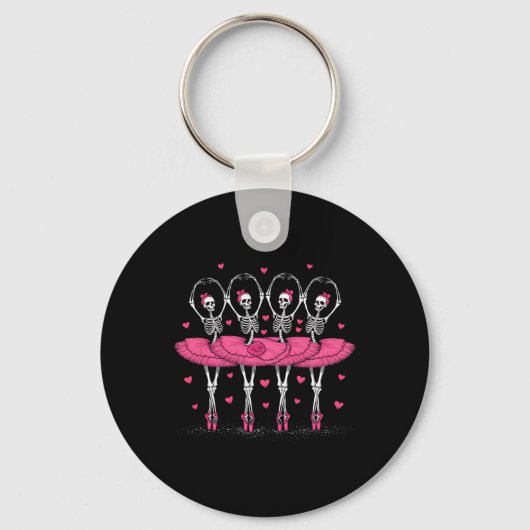 Spooky Byllerina Skeleton Dance Funny beroemd gema Sleutelhanger (Voorkant)