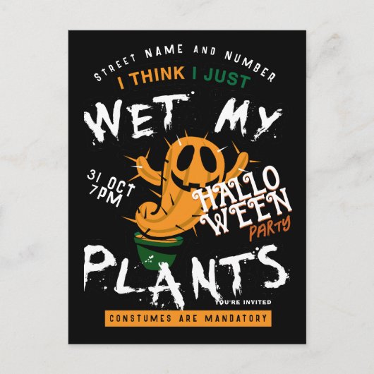 Spooky Cactus Pompoen Halloween Feestuitnodiging Briefkaart (Voorkant)