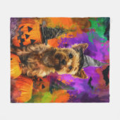 Spooky Cairn Terrier Hond Halloween Heksenpompoen Fleece Deken (Voorkant (Horizontaal))