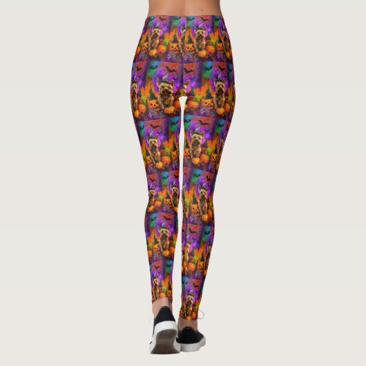 Spooky Cairn Terrier Hond Halloween Heksenpompoen Leggings (Achterkant)