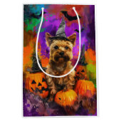 Spooky Cairn Terrier Hond Halloween Heksenpompoen Medium Cadeauzakje (Voorkant)