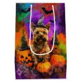 Spooky Cairn Terrier Hond Halloween Heksenpompoen Medium Cadeauzakje (Achterkant)