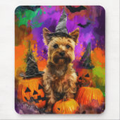 Spooky Cairn Terrier Hond Halloween Heksenpompoen Muismat (Voorkant)