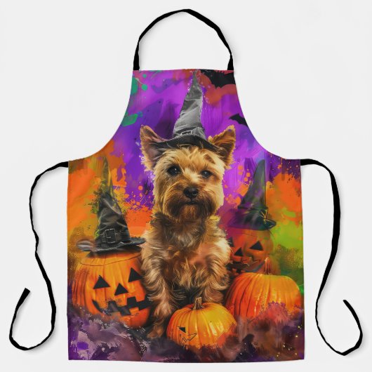 Spooky Cairn Terrier Hond Halloween Heksenpompoen Schort (Voorkant)