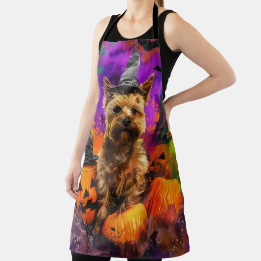 Spooky Cairn Terrier Hond Halloween Heksenpompoen Schort (Insitu)