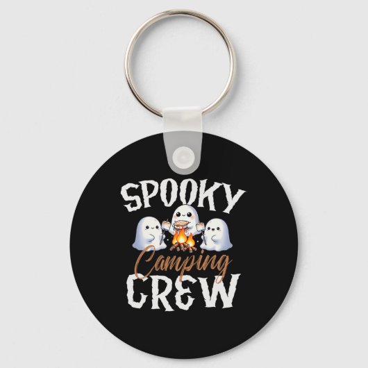 Spooky Camping Crew Halloween 2024 Campfire Happy Sleutelhanger (Voorkant)