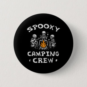Spooky Camping Crew Halloween Camping Skeleton Cam Ronde Button 5,7 Cm